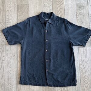 Tommy Bahama Black Tropical Silk Button-Up Shirt